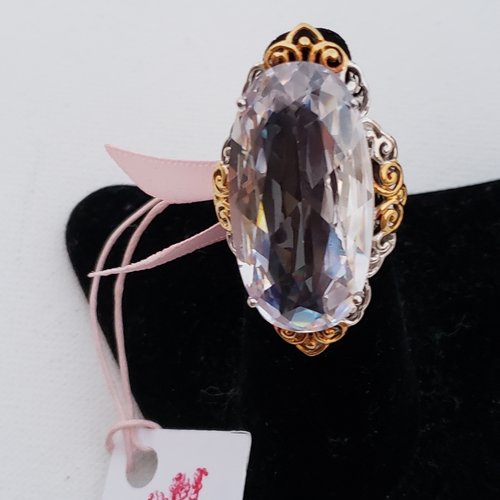 56 Carat Cubic Zirconia 925 Silver Cocktail Ring